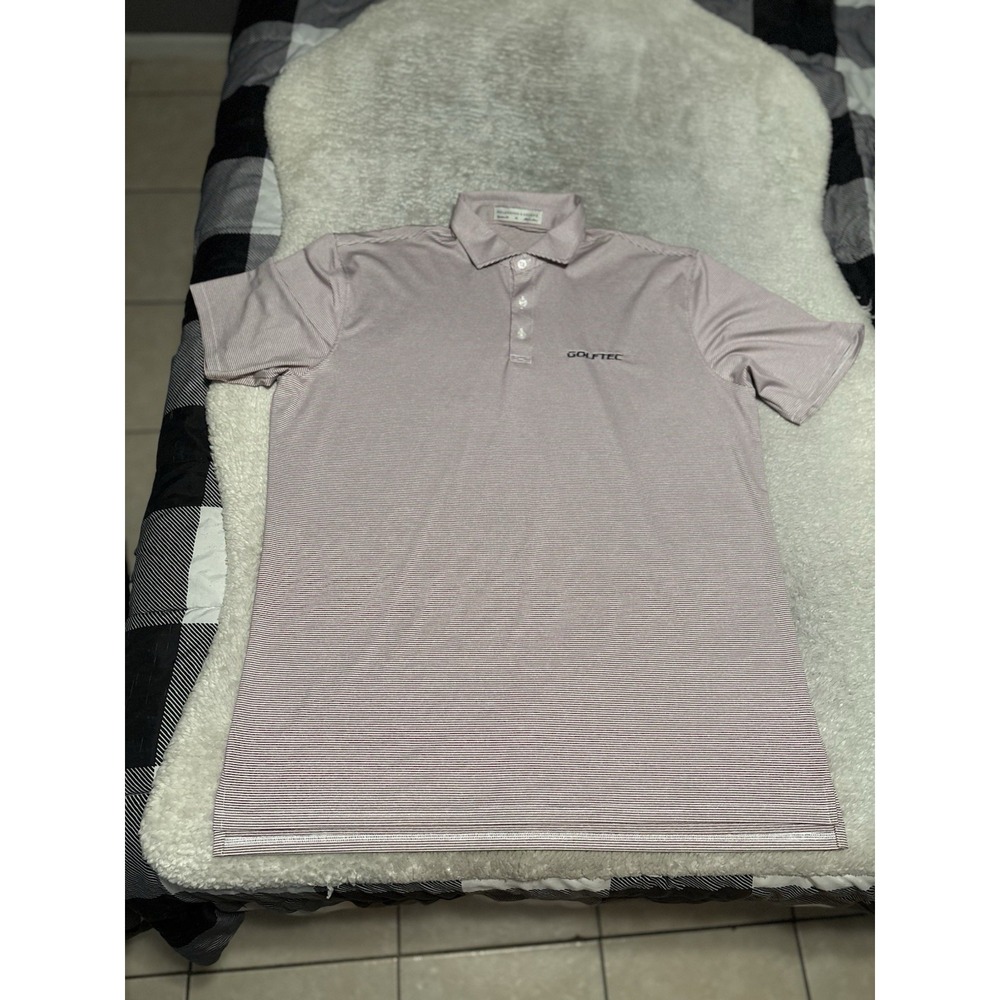 Holderness & Bourne Men's Signature Fit Golf Polo Size XL Striped Burgundy